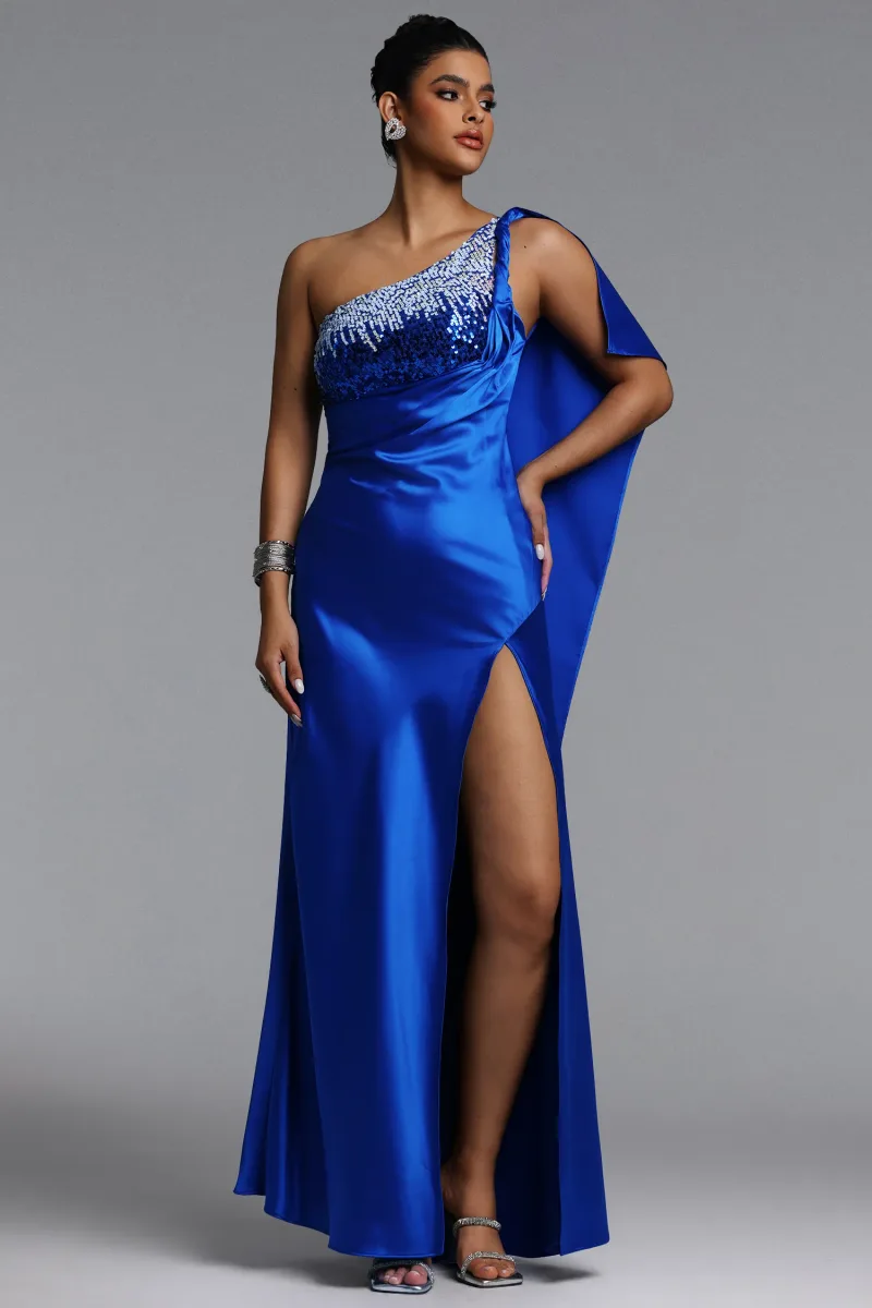 Vestido Maxi Miney com Paetês e Cetim