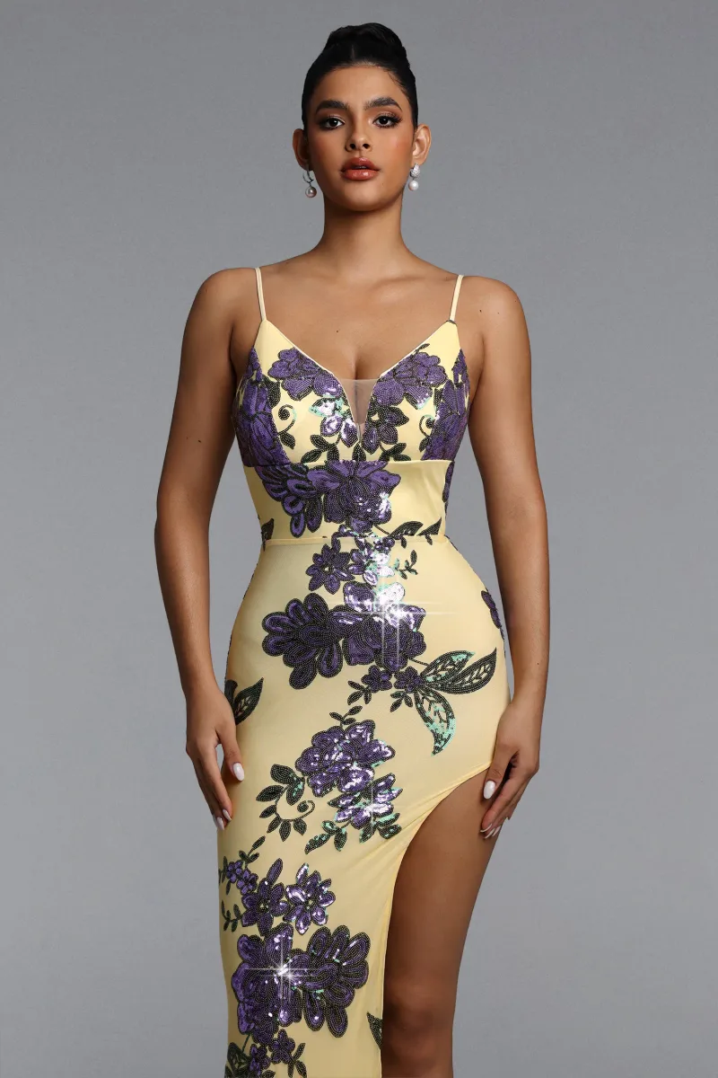 Vestido Maxi Lenny com Paetês e Decote V