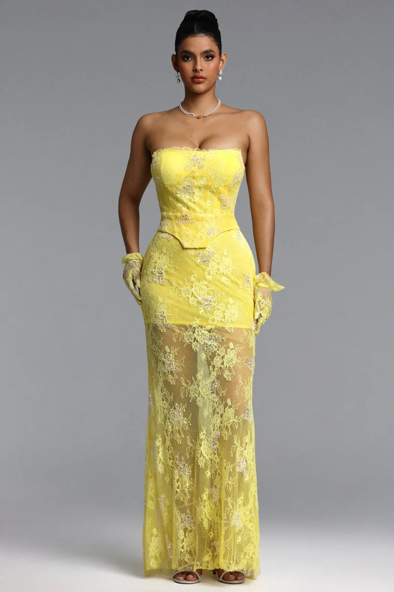 Vestido Maxi Oiala Tomara que Caia com Renda e Espartilho