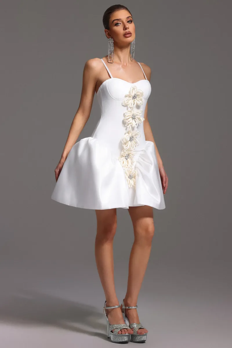 Vestido Bandage Saly Sem Alças com Flores