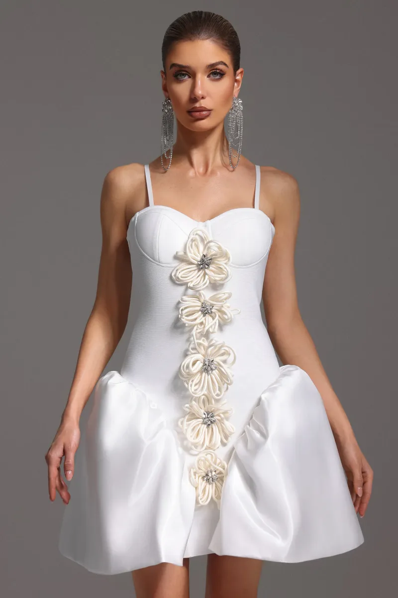 Vestido Bandage Saly Sem Alças com Flores