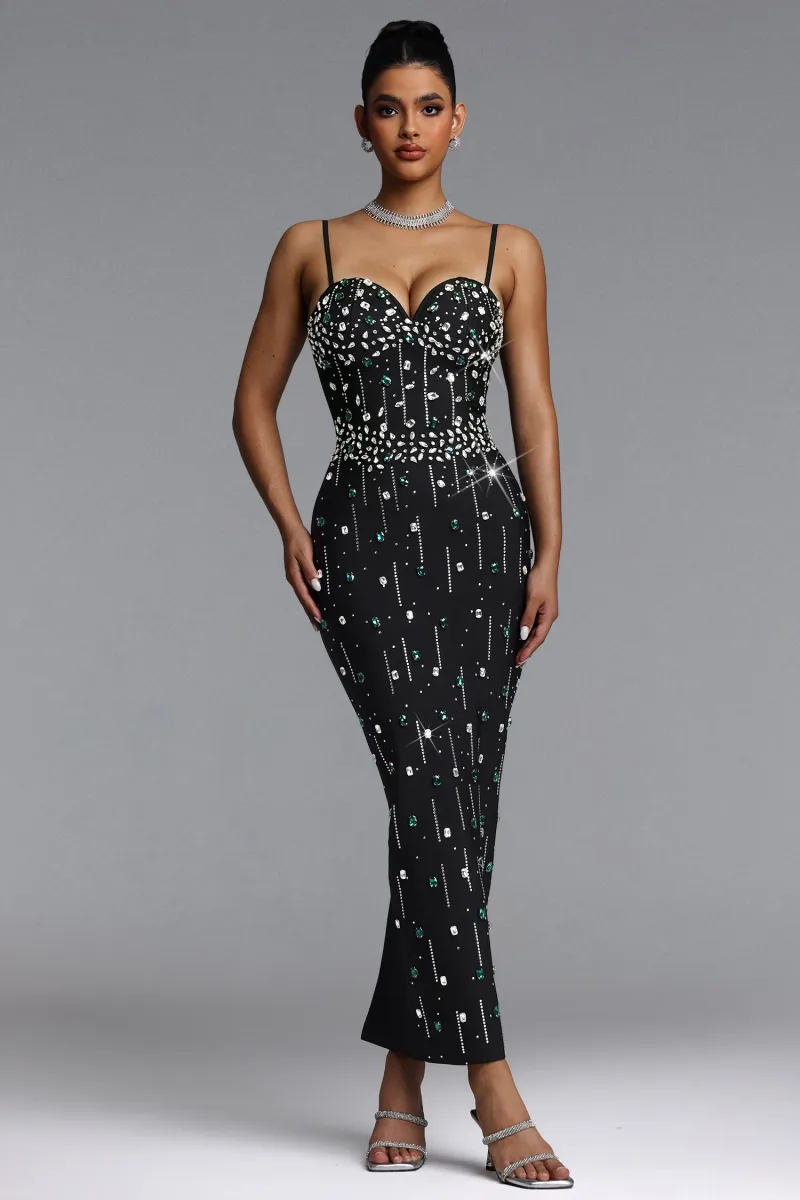 Vestido Maxi Selien com Strass Bandage
