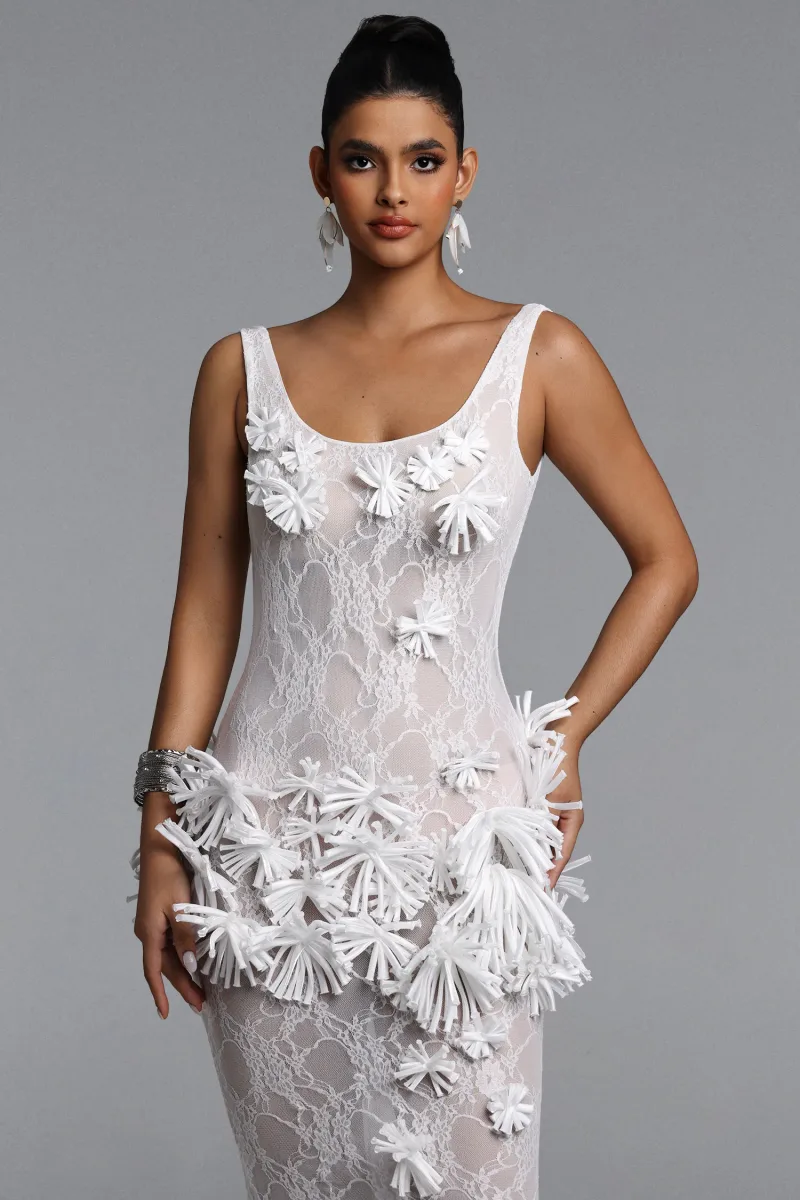 Vestido Maxi Uniena com Renda Florida