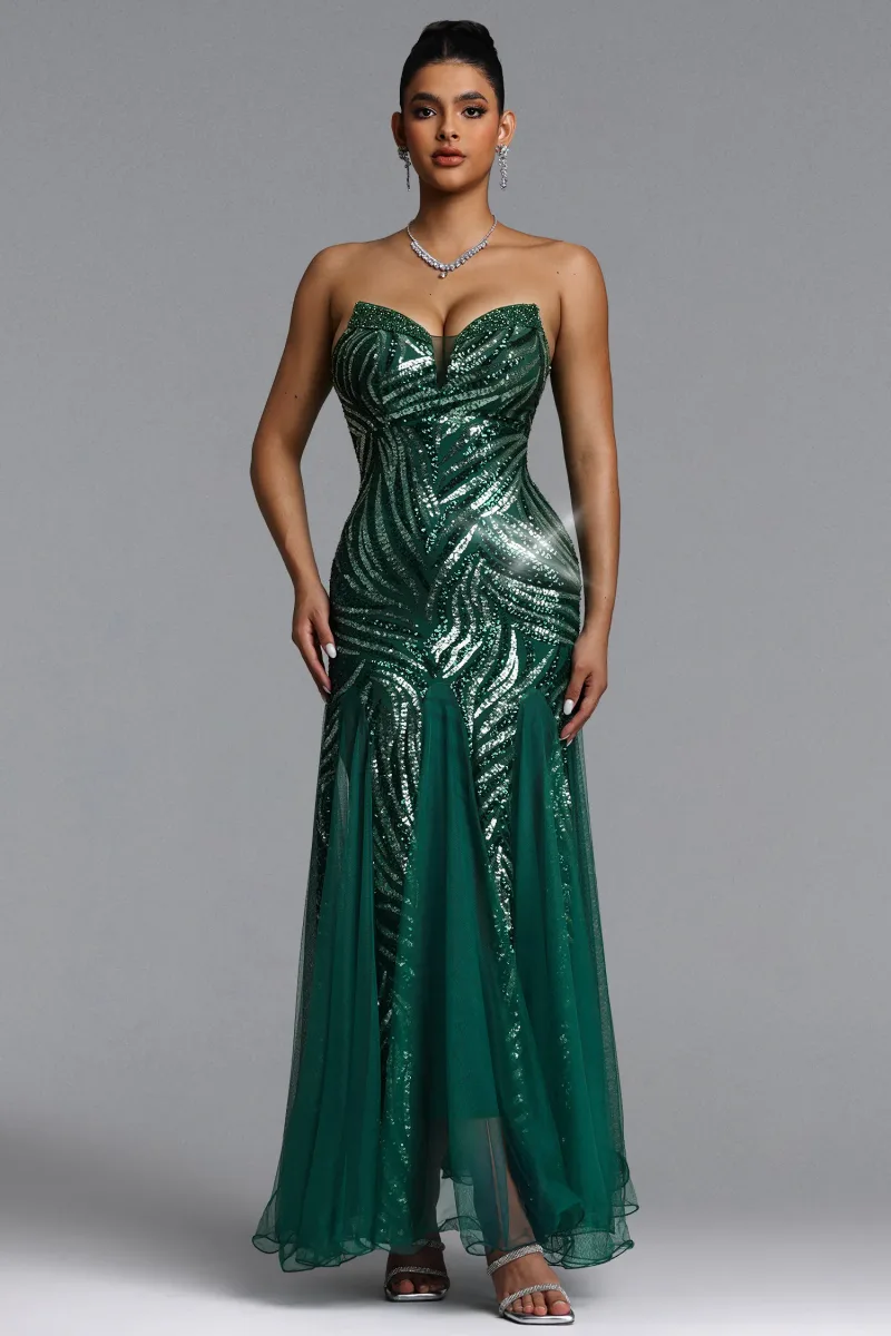 Vestido Maxi Sally com Paetês Verde
