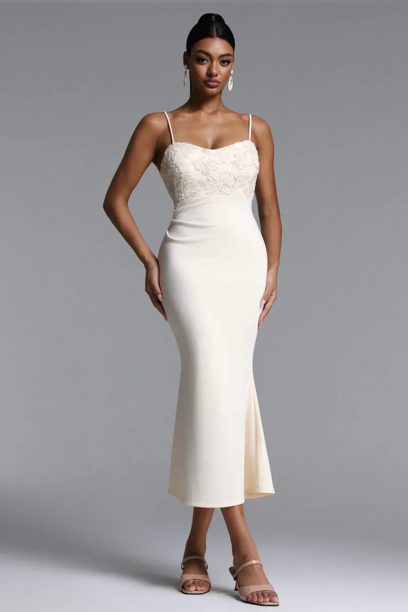 Vestido Maxi Rebekka Plissado em Tricô Floral