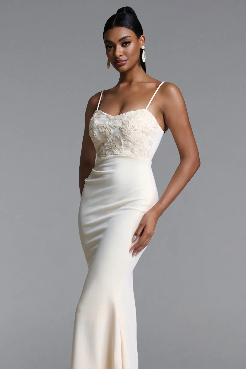 Vestido Maxi Rebekka Plissado em Tricô Floral